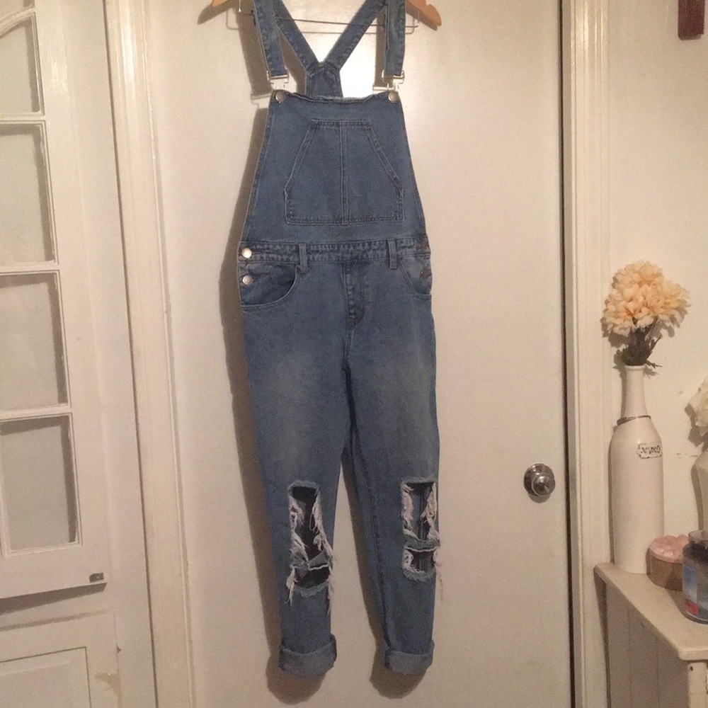 Distressed Twin Sister Overalls